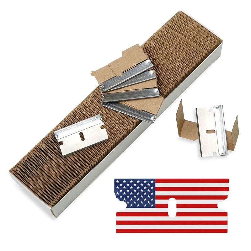 CANOPUS Single Edge Industrial Razor Blades, 100% Made in USA, Heavy Duty Straight Edge Razors, Box & Carton Cutter Replacement Blades, Glass & Paint Scraper Razor Blades (Box of 100) - Image 1